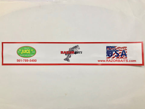 RAZOR BAITS fish logo vinyl narrow bumper sticker 12" L X 2" T
